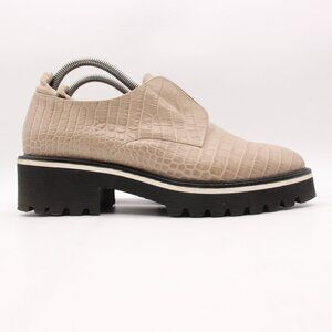 Women's Beige Croc-Embossed Loafers